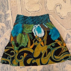 Free People floral tropical skirt size small turquoise orange